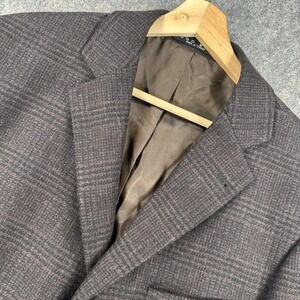 Hugo Boss Blazer Mens 42L Brown Plaid Cashmere Wool Sport Coat Saks Fifth Avenue